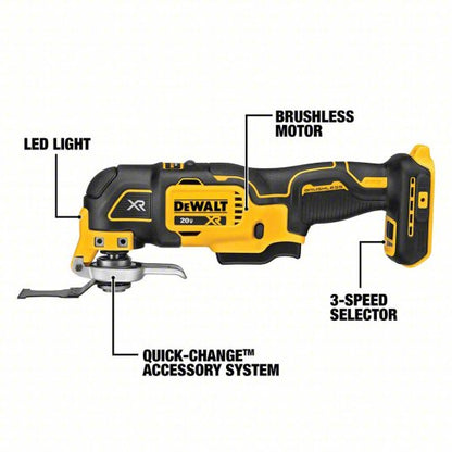 Oscillating Tool: 0 to 20,000, 3.2° Oscillation Angle, Accessory Free Tool Change, Brushless Motor