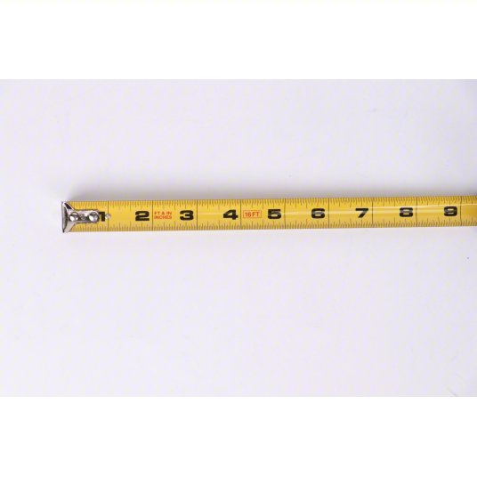 Tape Measure: Inch, Nonmagnetic Single Hook Tip, Plastic, 16 ft, 12 - 24 ft, Std Blade