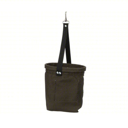 Bucket Bag: 8 in H, Green, Canvas, 2 Pockets, Open Top, Single Handle With Snap Hook