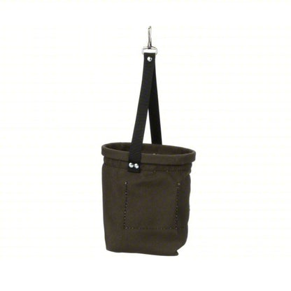 Bucket Bag: 8 in H, Green, Canvas, 2 Pockets, Open Top, Single Handle With Snap Hook