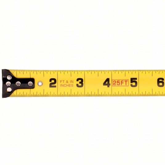 Tape Measure: Inch/Engineer's Scale, Nonmagnetic Double Hook Tip, Plastic with Rubberized Grip