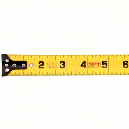 Tape Measure: Inch/Engineer's Scale, Nonmagnetic Double Hook Tip, Plastic with Rubberized Grip