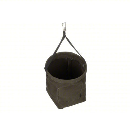 Bucket Bag: 8 in H, Green, Canvas, 2 Pockets, Open Top, Single Handle With Snap Hook