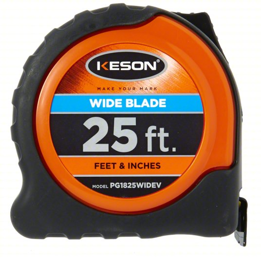 Tape Measure: Inch/Engineer's Scale, Nonmagnetic Double Hook Tip, Plastic with Rubberized Grip