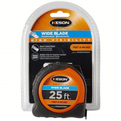 Tape Measure: Inch/Engineer's Scale, Nonmagnetic Double Hook Tip, Plastic with Rubberized Grip