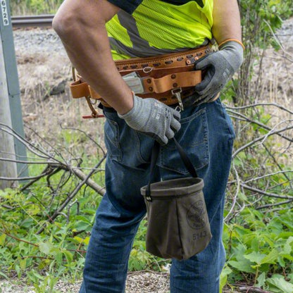 Bucket Bag: 8 in H, Green, Canvas, 2 Pockets, Open Top, Single Handle With Snap Hook