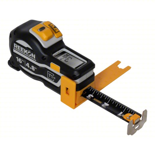 Digital Tape Measure: Inch, Magnetic Single Hook Tip, Plastic with Rubberized Grip