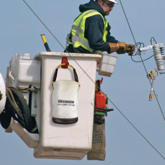 Bucket Bag: 12 in W x 17 in H x 12 in L, Off-White, Polyester, 0 Pockets, Open Top