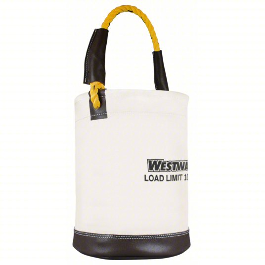 Bucket Bag: 12 in W x 17 in H x 12 in L, Off-White, Polyester, 0 Pockets, Open Top