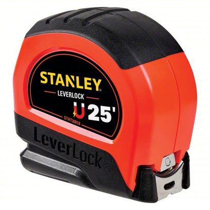 Tape Measure: Inch/Fractional-Read, Magnetic Single Hook Tip, Plastic with Rubberized Grip