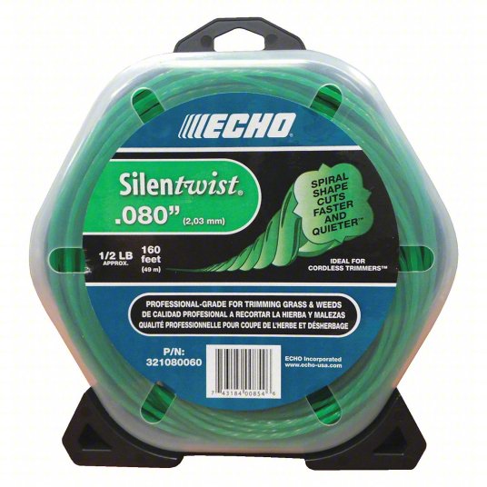 String Trimmer Line: Nylon, 0.08 in Dia, 160 ft Overall Lg, Twisted, Orange, 51 to 250 ft