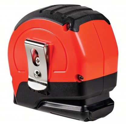 Tape Measure: Inch/Fractional-Read, Magnetic Single Hook Tip, Plastic with Rubberized Grip