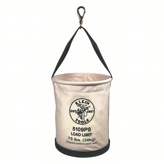 Bucket Bag: 15 in H, Off-White, Canvas, 1 Pockets, Open Top