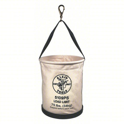 Bucket Bag: 15 in H, Off-White, Canvas, 1 Pockets, Open Top