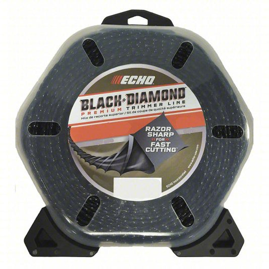 String Trimmer Line: Nylon, 0.095 in Dia, 1,394 ft Overall Lg, Twisted, Black