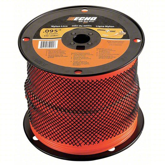 String Trimmer Line: Nylon, 0.095 in Dia, 1,410 ft Overall Lg, Round, Orange