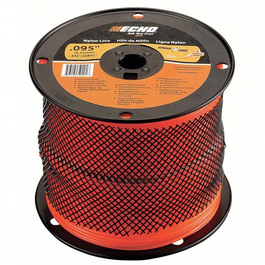 String Trimmer Line: Nylon, 0.095 in Dia, 1,410 ft Overall Lg, Round, Orange