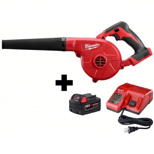 Battery-Powered Handheld Leaf Blower Kit: M18™, 100 cfm Max. Air Flow, 3 Speeds, 5.0 Ah