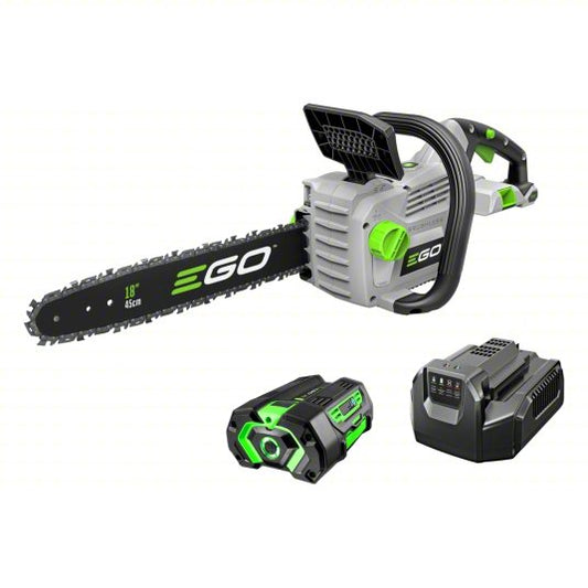 Battery-Powered Chainsaw Kit: 18 in Bar Lg, Rear Handle, Auto Chain Oiler, 56 V, 45 cc