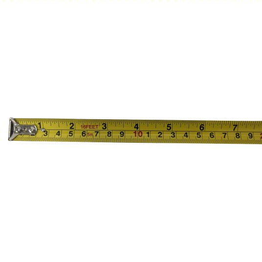 Tape Measure: Inch/Metric, Nonmagnetic Single Hook Tip, Plastic with Rubberized Grip, Auto