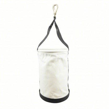 Bucket Bag: 14 in H, Off-White, Canvas, 0 Pockets, Open Top