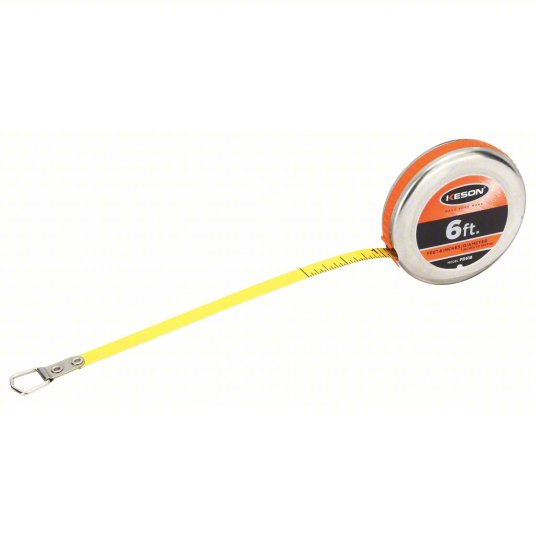 Diameter Tape Measure: Inch, Loop Tip, 6 ft Blade Lg, Narrow Blade, 1/100 in/1/16 in, Silver