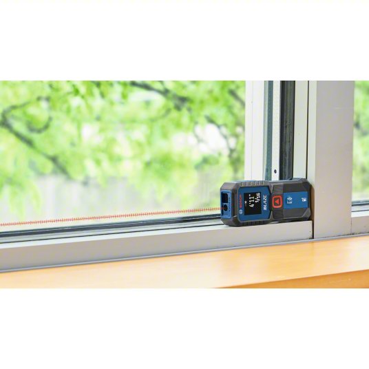 Laser Distance Meter: Distance Measurement, Inch, 6 in – 100 ft, ± 1/16 in, AAA, Rubber, Red