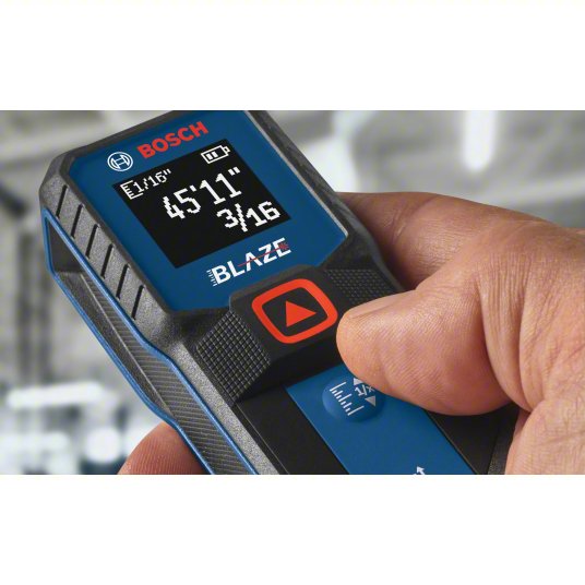 Laser Distance Meter: Distance Measurement, Inch, 6 in – 100 ft, ± 1/16 in, AAA, Rubber, Red