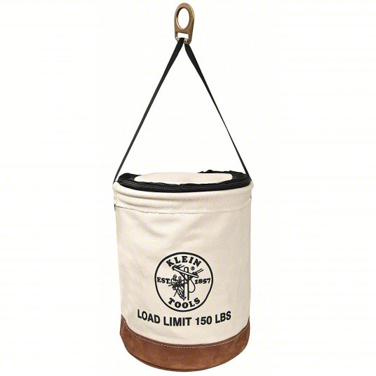 Bucket Bag: 22 in H, Off-White, Canvas, 1 Pockets, Zipper, Single Handle With Snap Hook