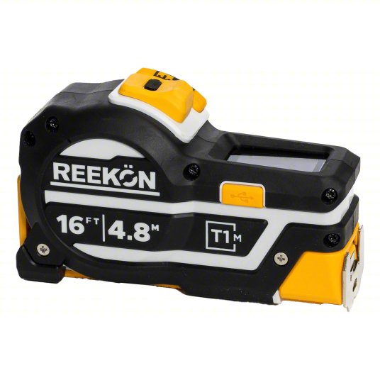 Digital Tape Measure: Inch, Magnetic Single Hook Tip, Plastic with Rubberized Grip