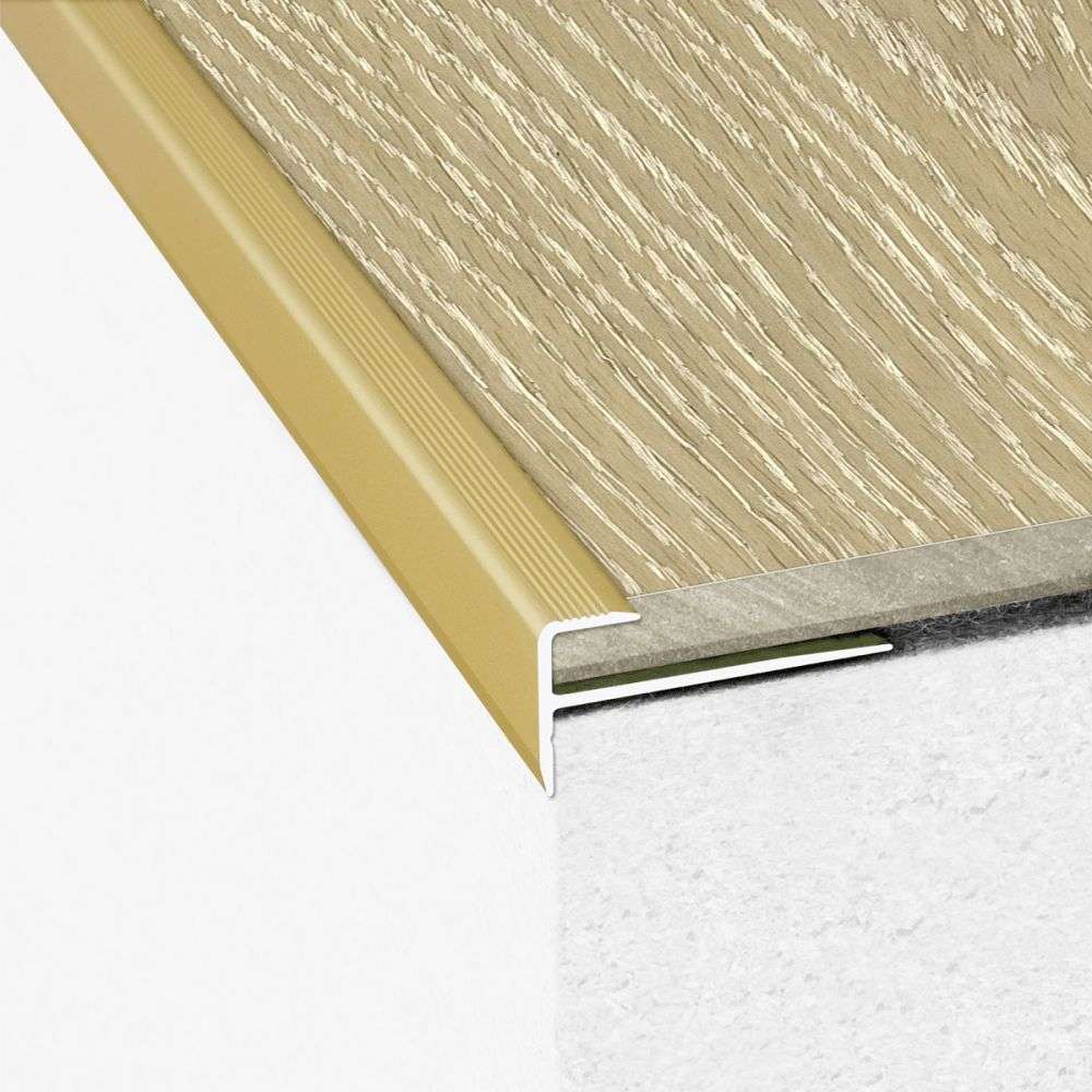 C24 28 x 14.5mm Anodised Aluminium LVT Stair nosing Edge Profile For 5mm Flooring
