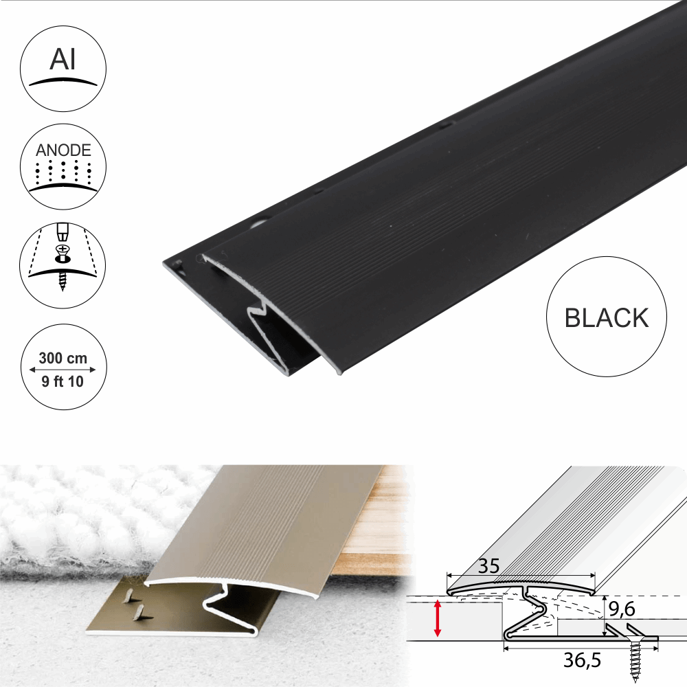 C69 35mm Anodised Aluminium Z Carpet Profile